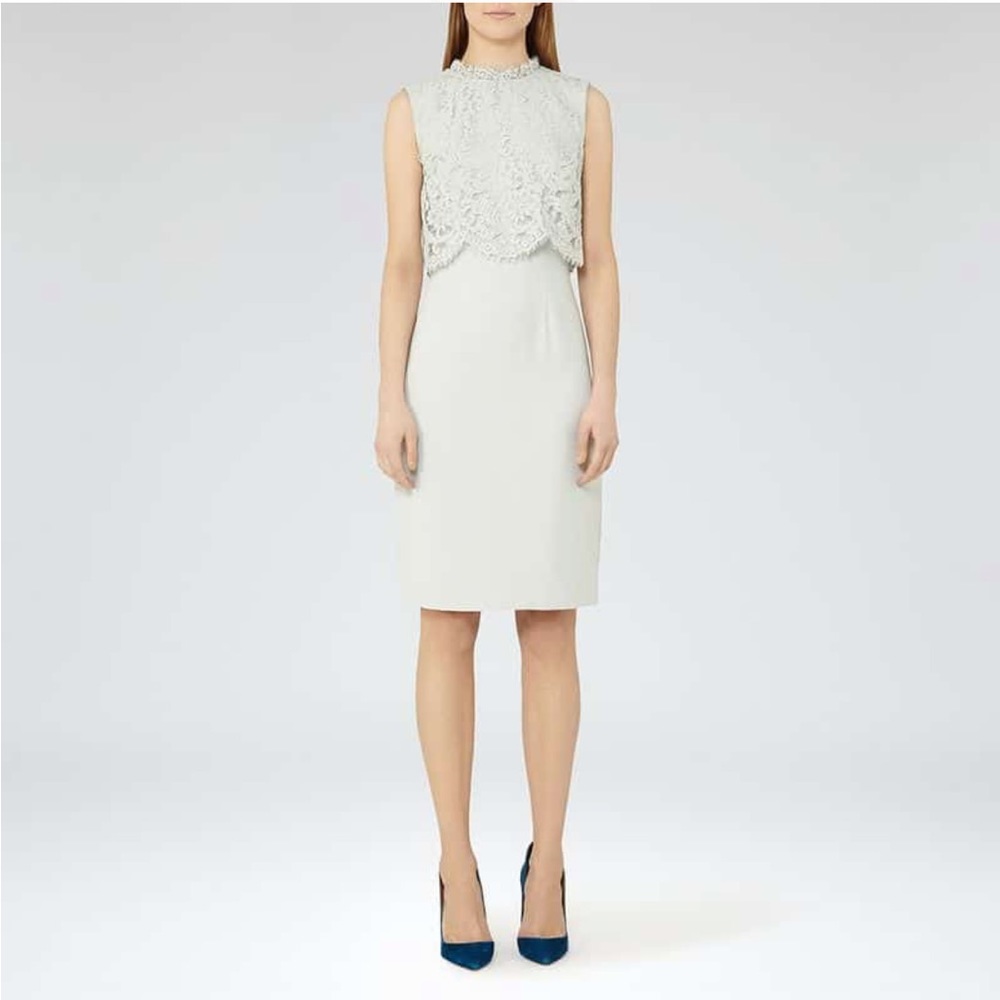 NWOT Reiss Bobbi Lace Top Soft Mint Shift Dress size 4